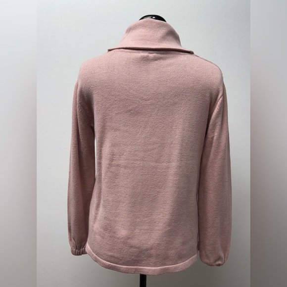 Cable & Gauge Cowl Neck Sweater Soft Pink Kangaroo Pocket Size Small Petite - Picture 2 of 9